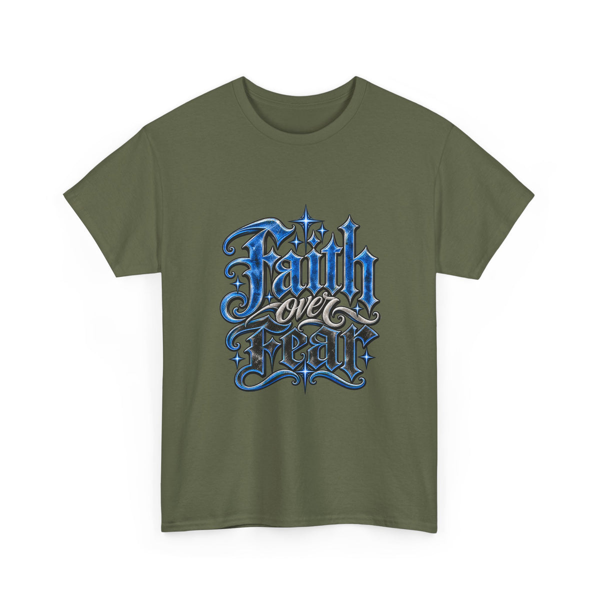 Faith Over Fear T-Shirt — Gothic Script Inspirational Tee