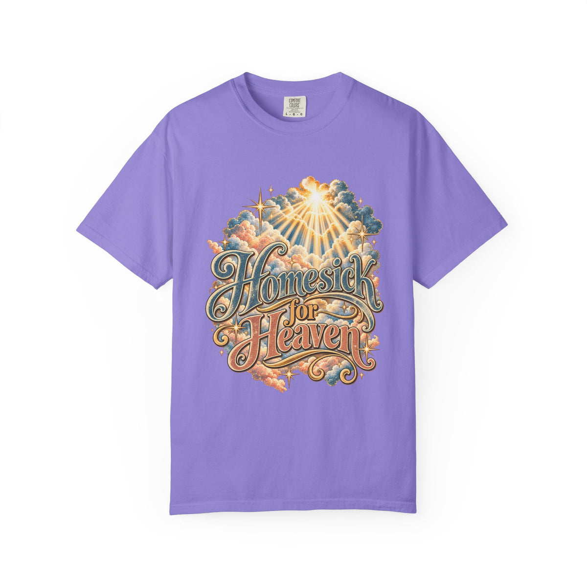 Homesick for Heaven T-Shirt — Vintage Sunburst Cloud Graphic