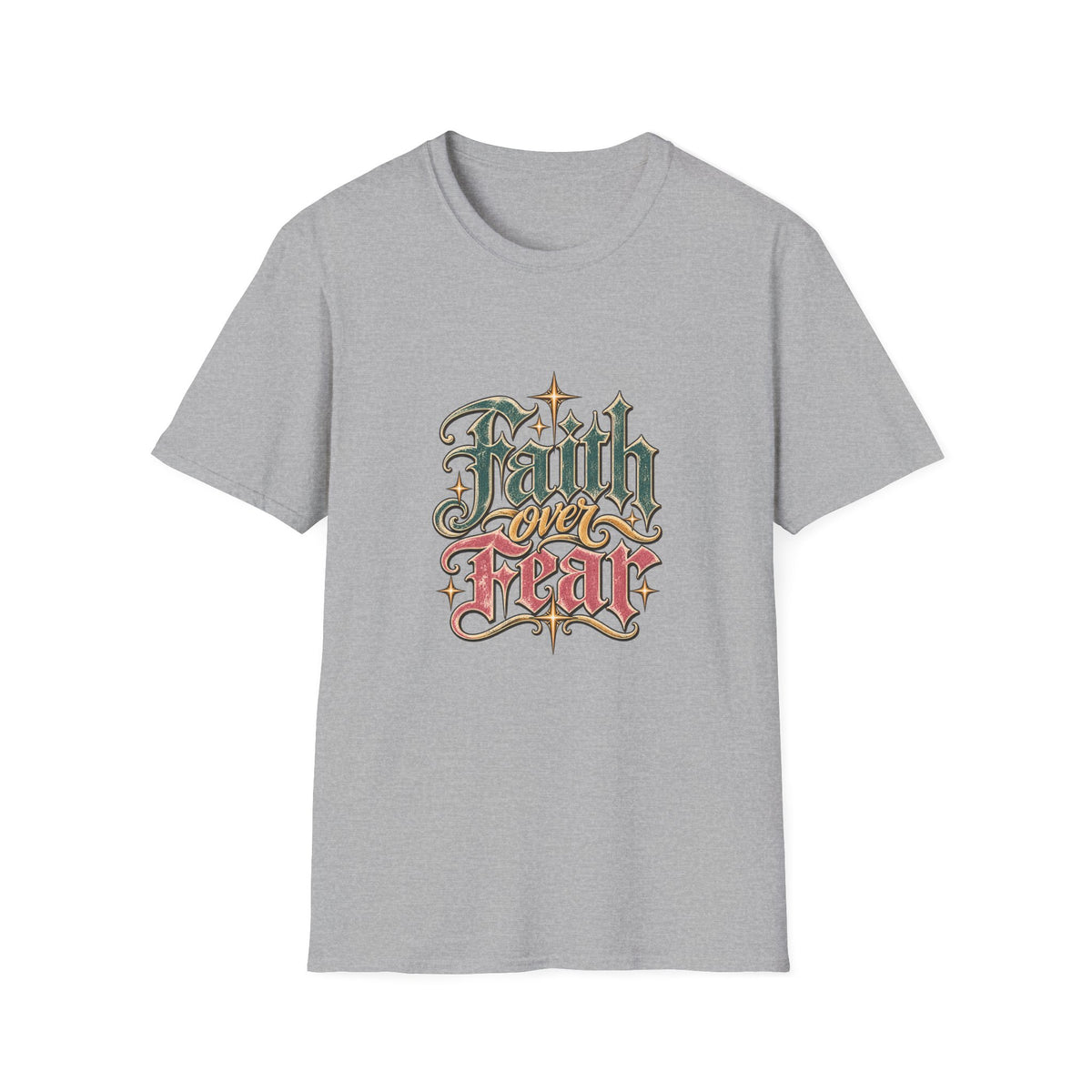 Faith Over Fear T-Shirt — Retro Script Inspirational Christian Tee
