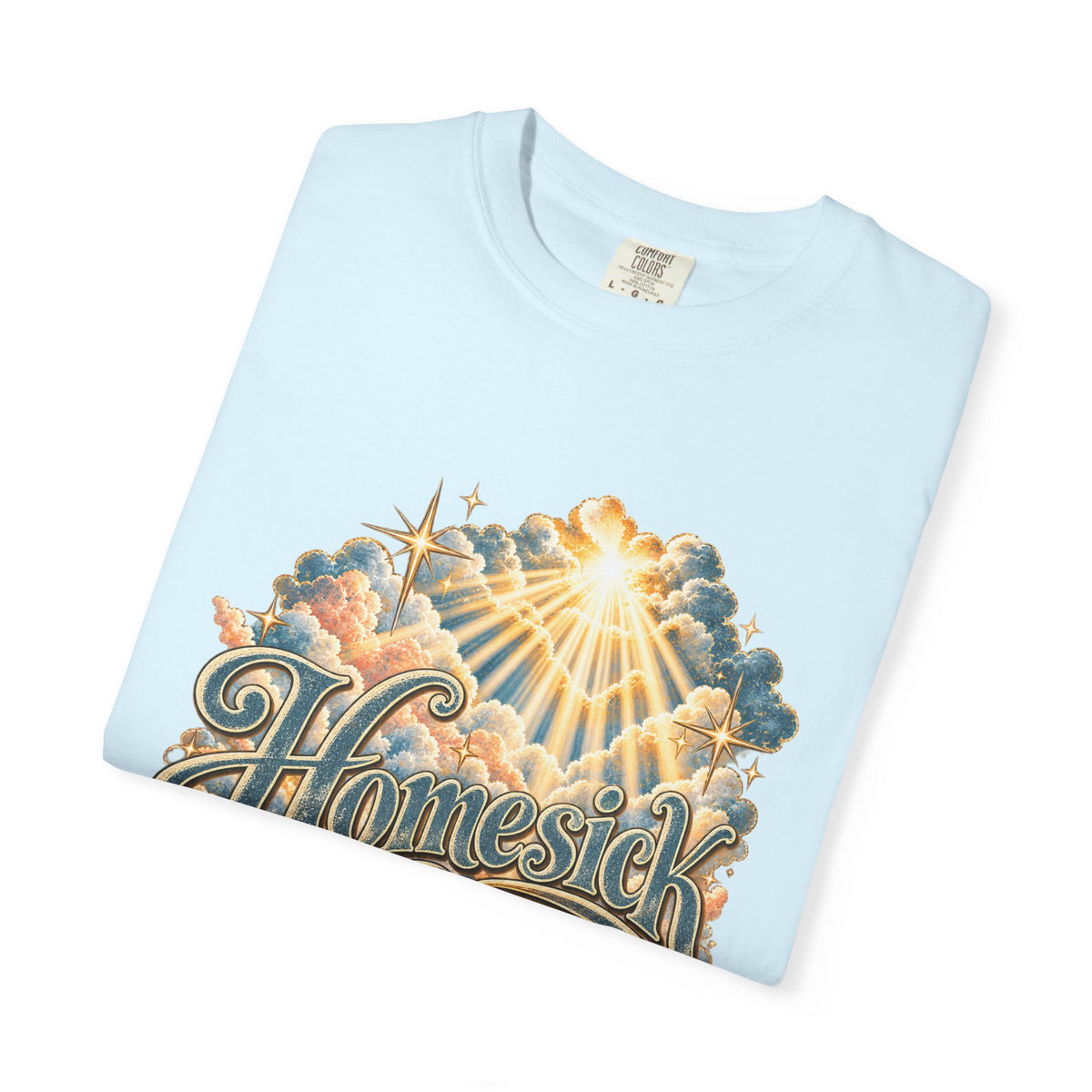 Homesick for Heaven T-Shirt — Vintage Sunburst Cloud Graphic