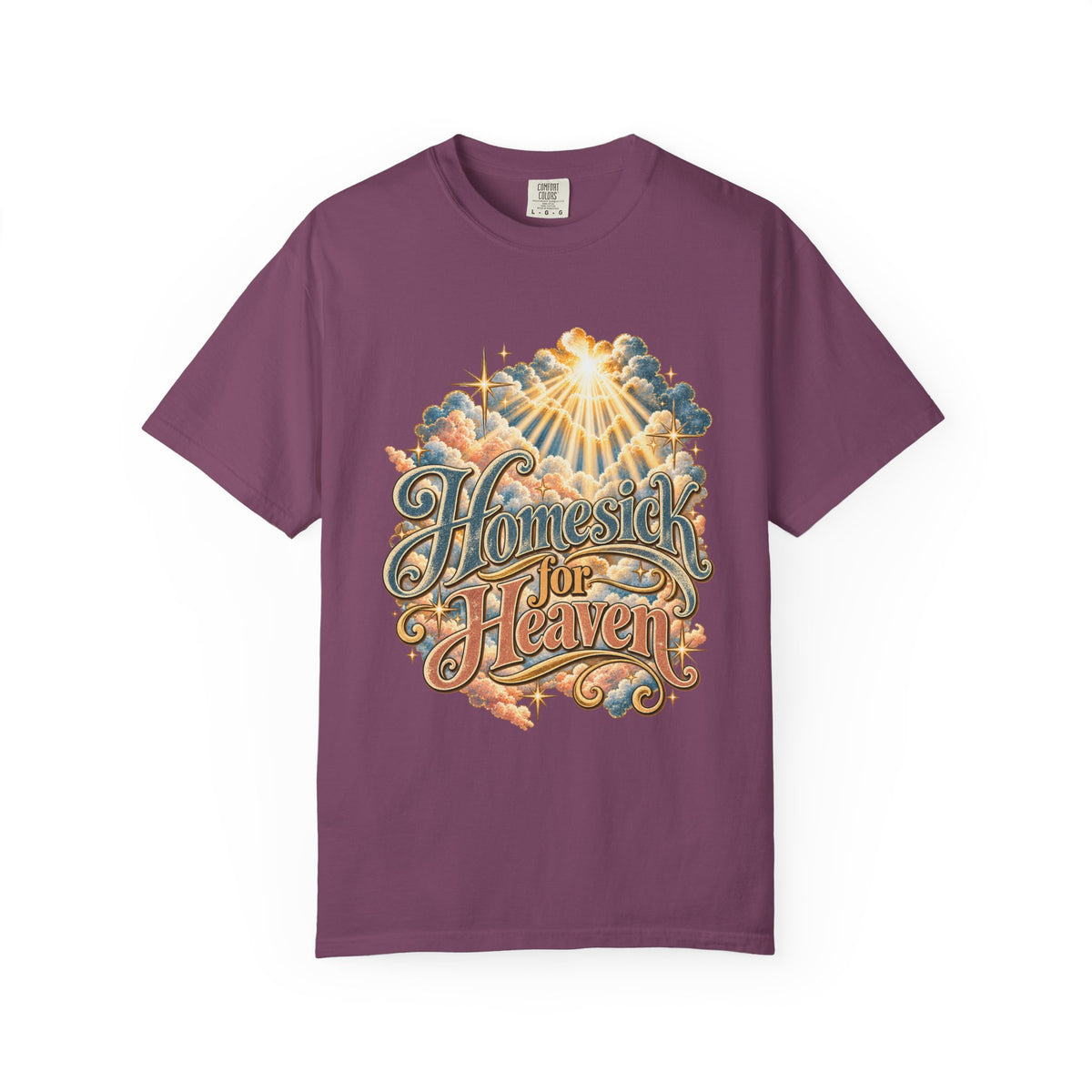 Homesick for Heaven T-Shirt — Vintage Sunburst Cloud Graphic