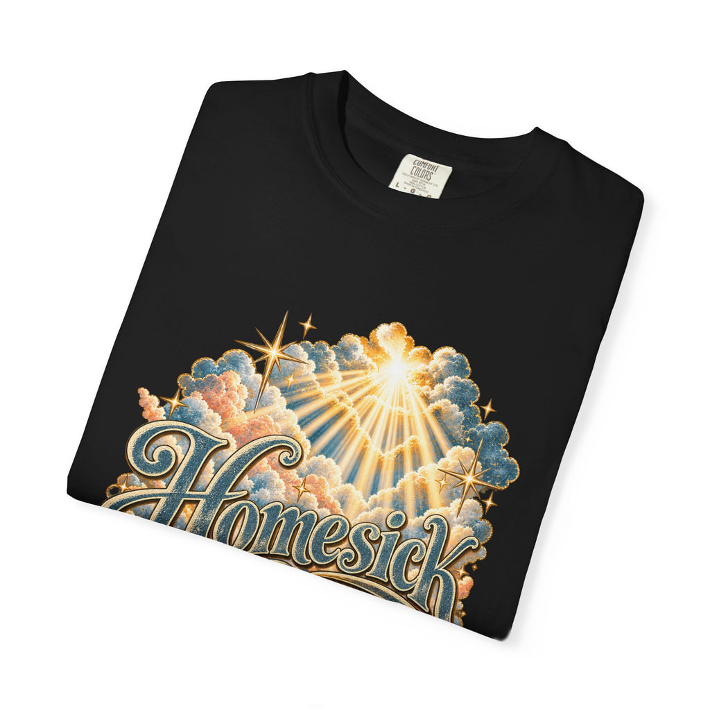 Homesick for Heaven T-Shirt — Vintage Sunburst Cloud Graphic