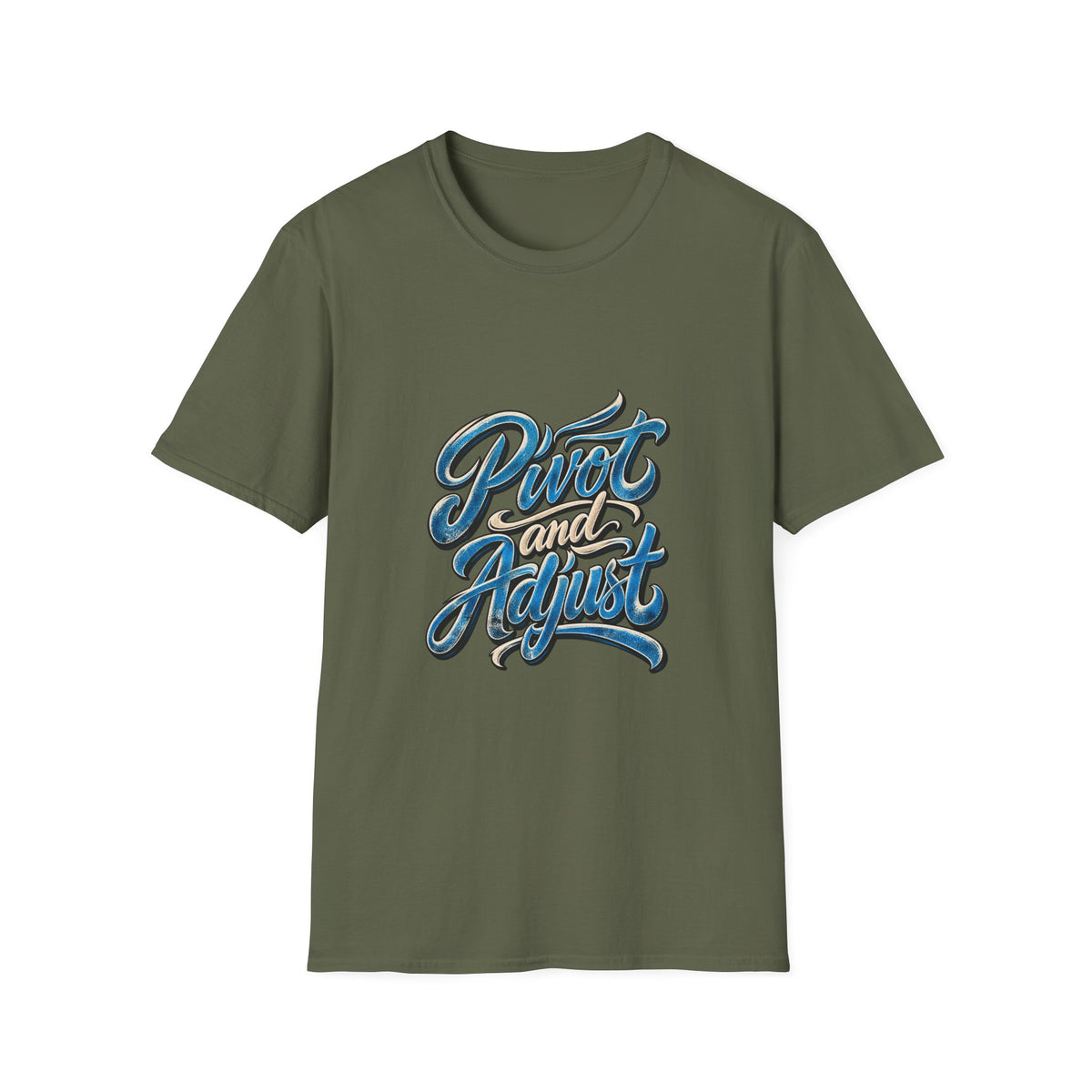 T-Shirt — "Pivot and Adjust" Retro Script Graphic Tee