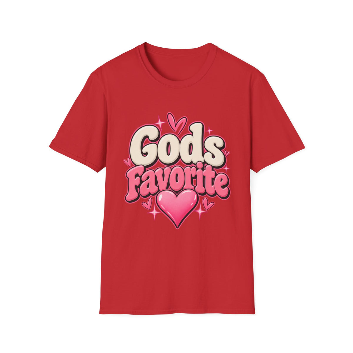 T-Shirt — "God's Favorite" Pink Heart Faith Graphic Tee