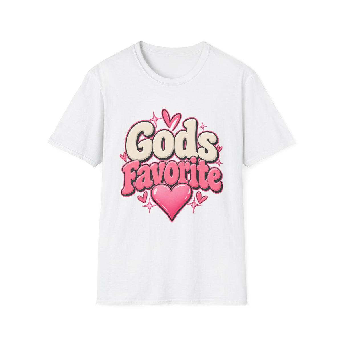 T-Shirt — "God's Favorite" Pink Heart Faith Graphic Tee