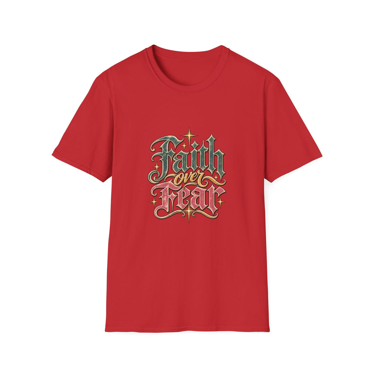 Faith Over Fear T-Shirt — Retro Script Inspirational Christian Tee
