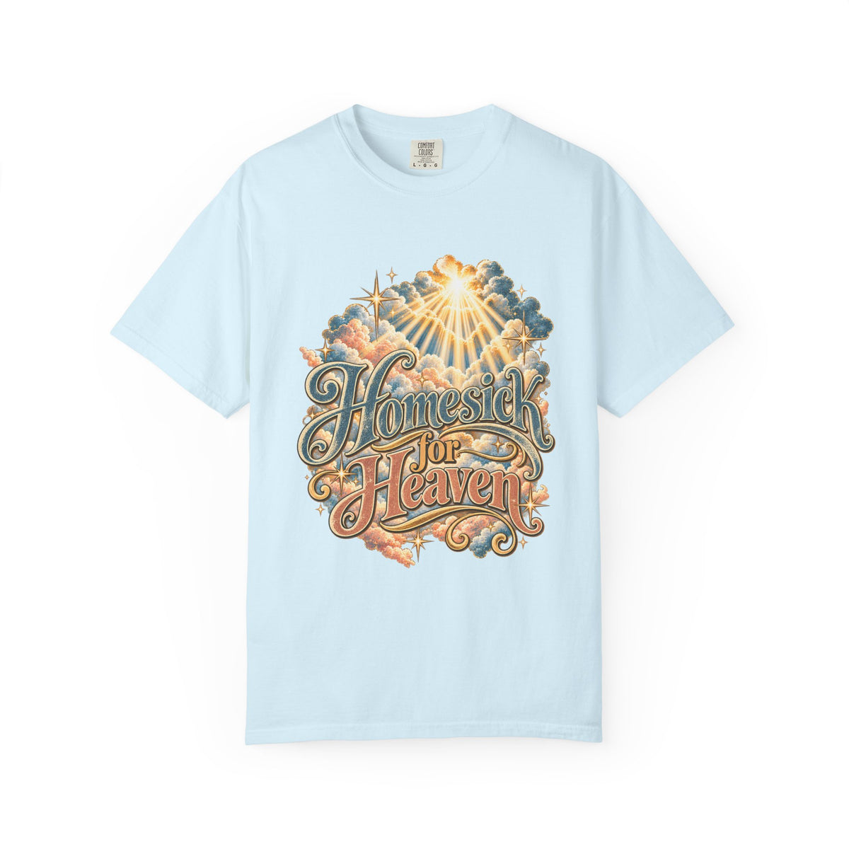 Homesick for Heaven T-Shirt — Vintage Sunburst Cloud Graphic