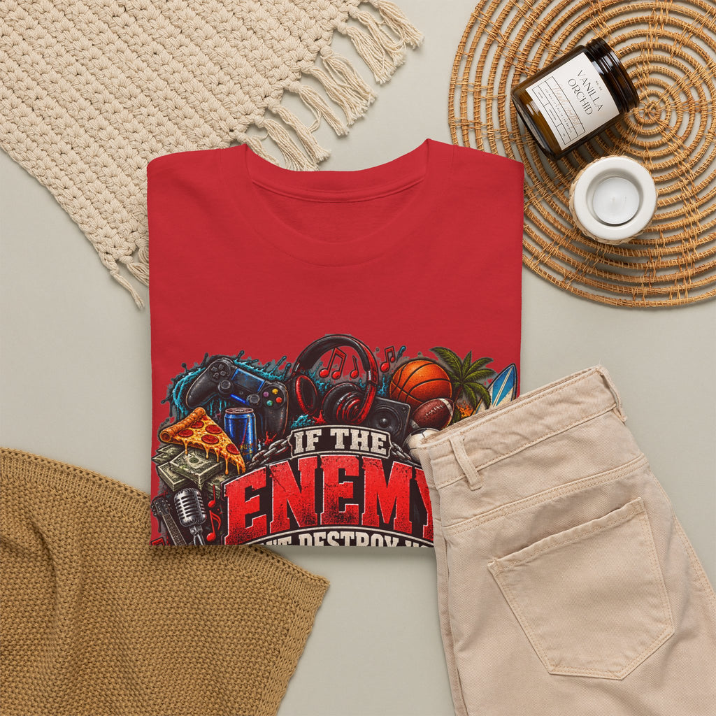 Motivational Graphic Tee — "If the Enemy Can't Destroy You He Will Distract You"