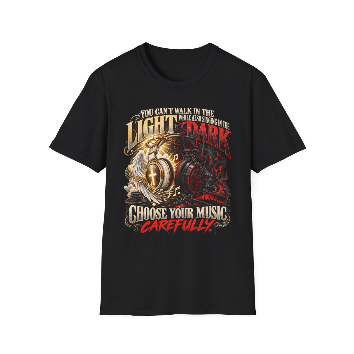 Choose Your Music Carefully Light vs Dark Graphic T-Shirt
