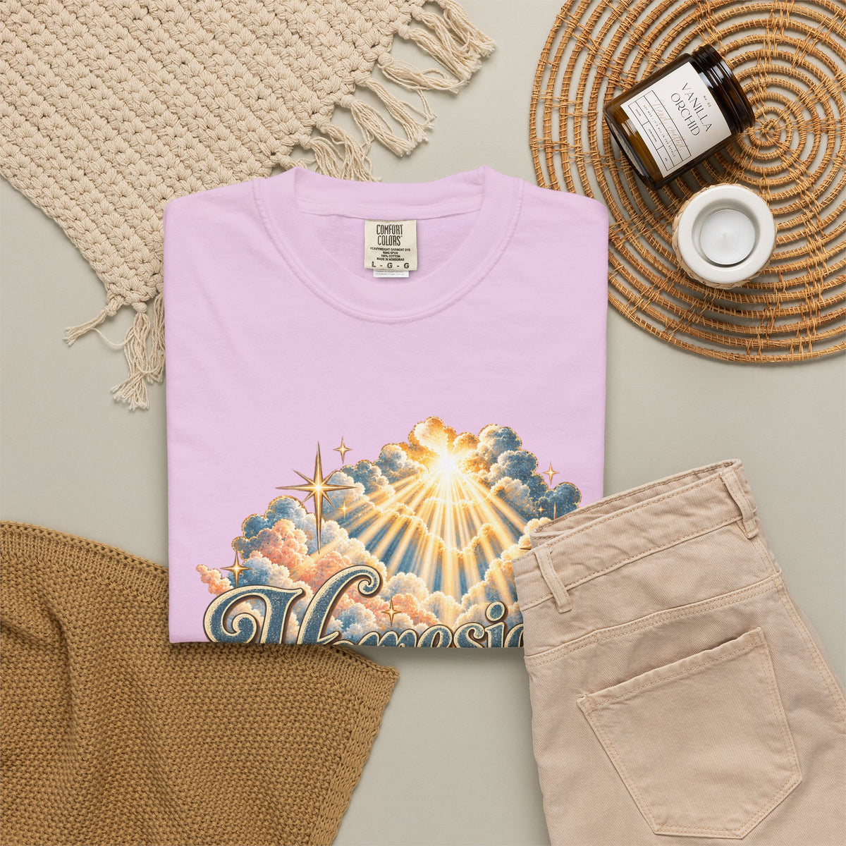 Homesick for Heaven T-Shirt — Vintage Sunburst Cloud Graphic