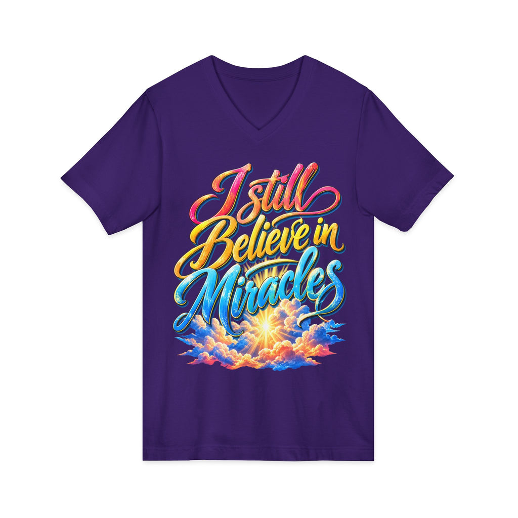 I Still Believe in Miracles Inspirational V-Neck T-Shirt